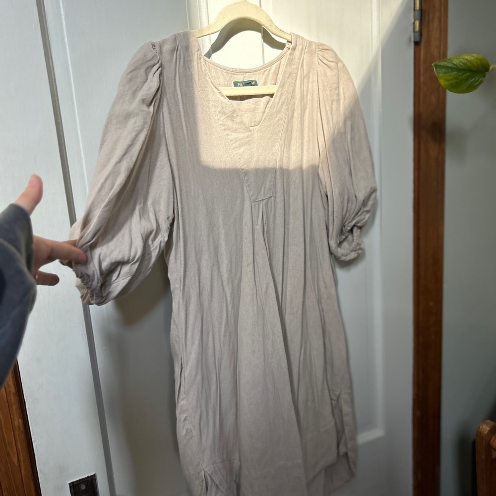 For Cynthia Dress | Tan Short Dress | Linen Tan Dress By For Cynthia